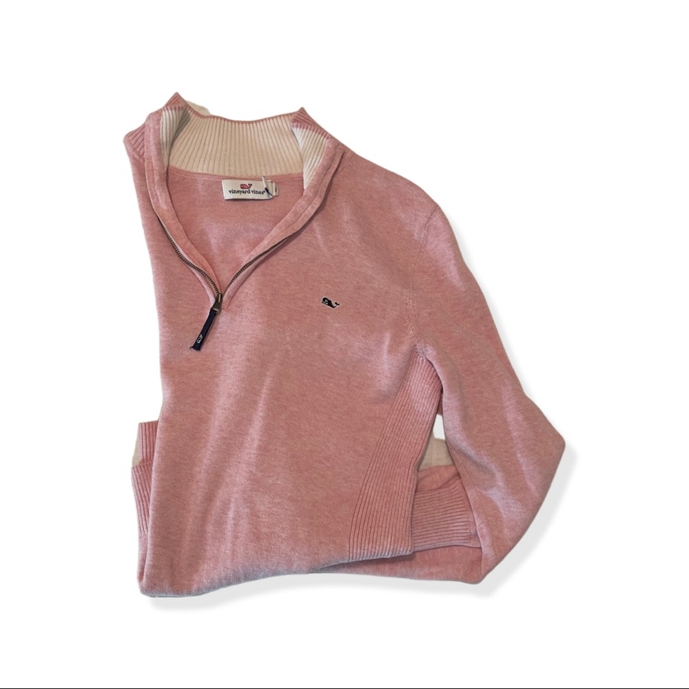 Vineyard Vines quarter zip pink sweater